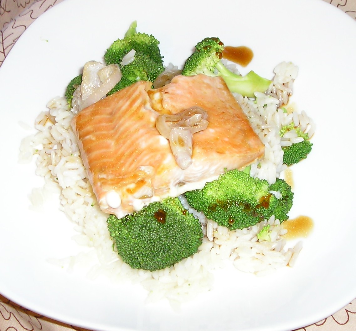 Glazed Salmon with Broccoli Rice Edesia's Notebook