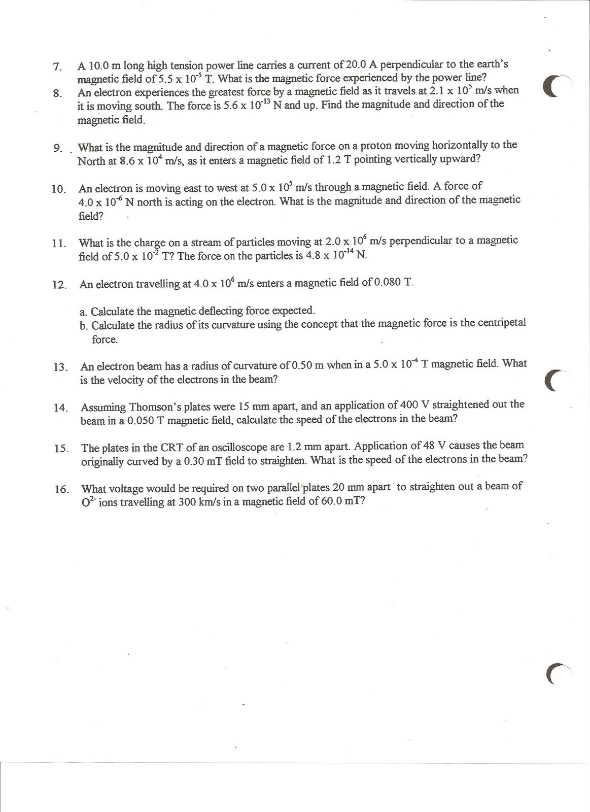 worksheet Centripetal Force Worksheet physics12fall2010 2010 magnetic formulae