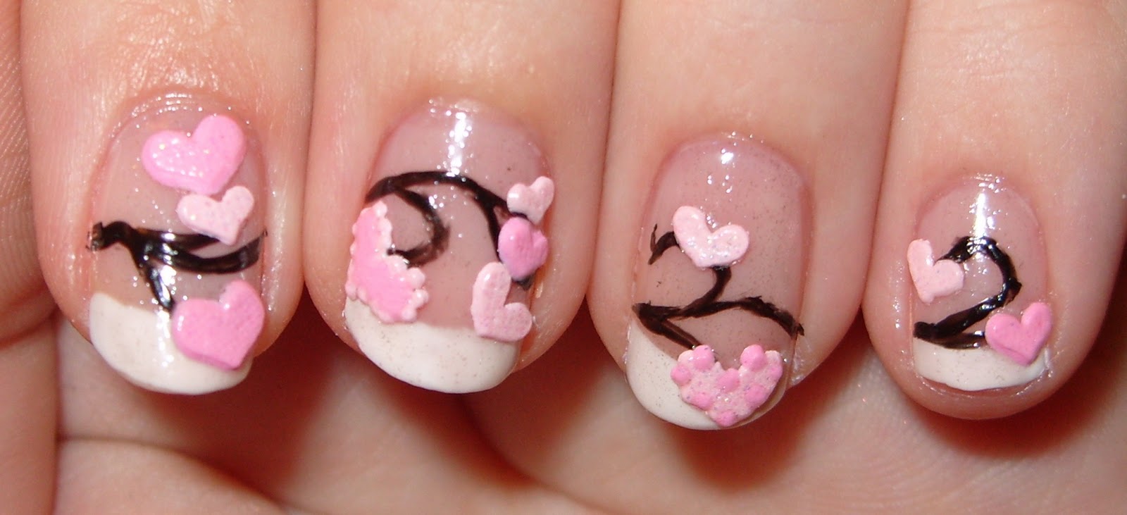 sharihearts French Tip Hearts Valentine's Day Nail Art