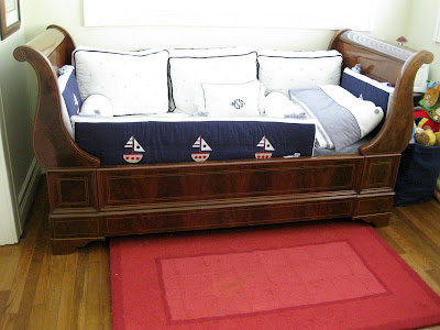 Antique  on Antique Sleigh Bed By Gerit
