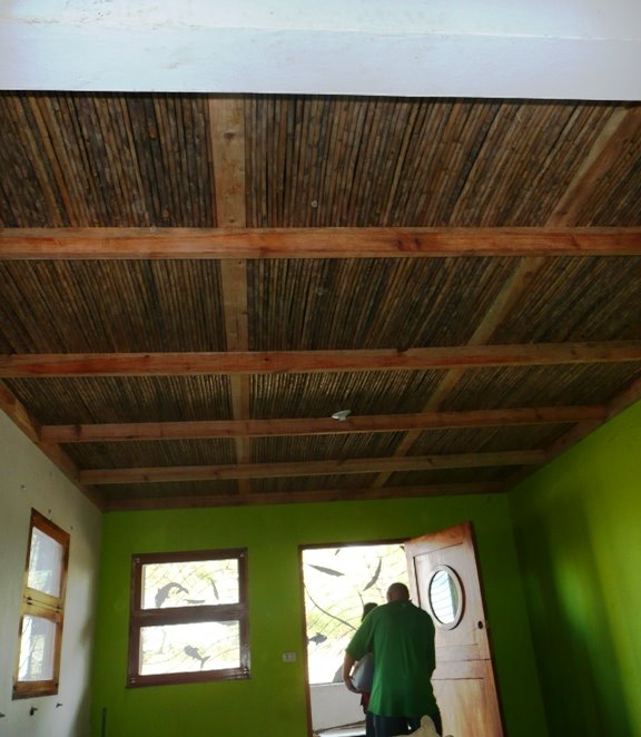 Living room ceiling of new house--done but for final sealer.