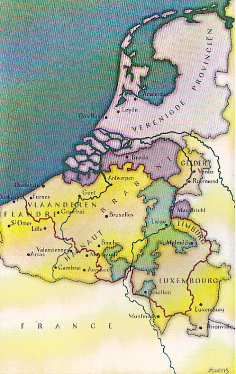 Kaart van de Nederlanden in 1648