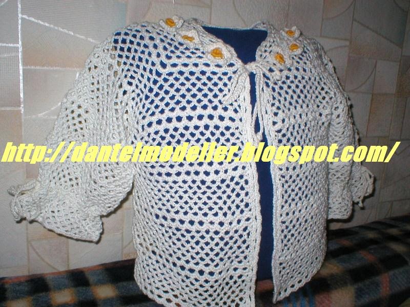 tığ işi papatyalı bebek hırka modeli DANTELMODELLER