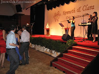 Guest at the wedding dancing along with the live band