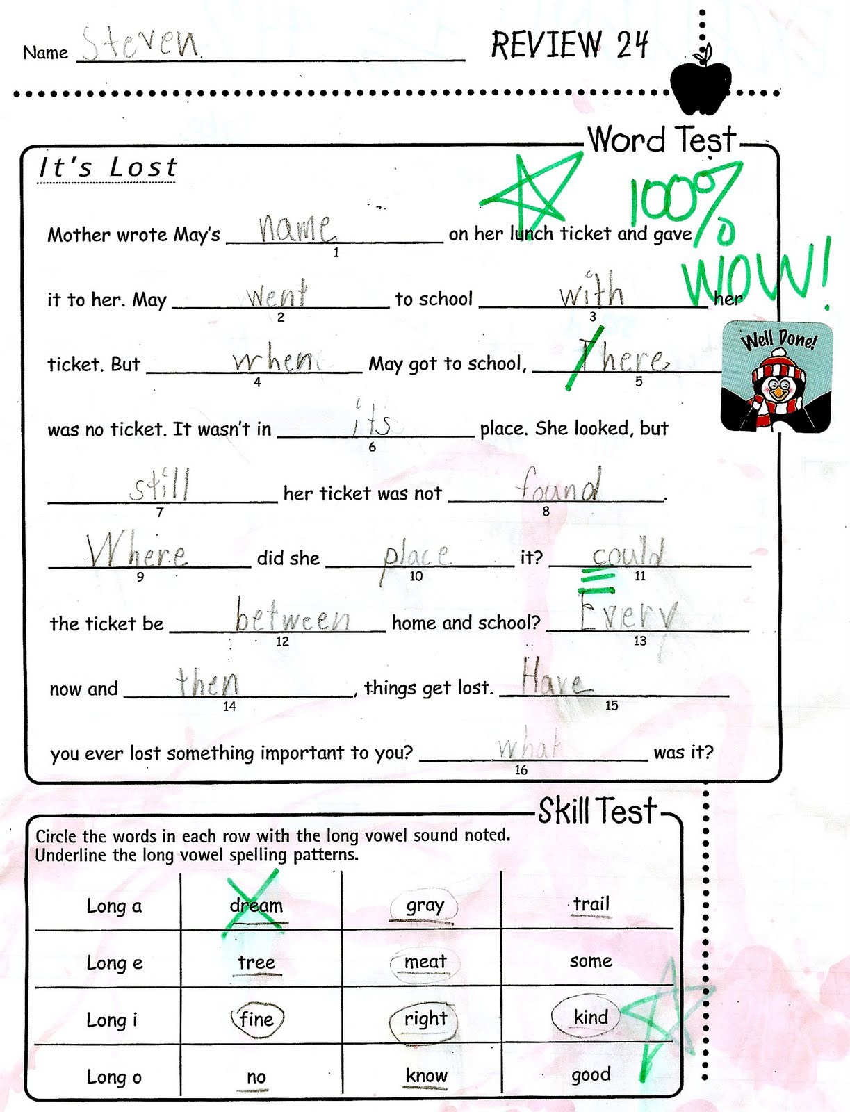 Schonell spelling test instructions