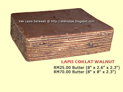 AiShoppe ~ Sampel Kek Lapis Sarawak RM24 je. Jom cari duit raya! Coklat+walnut