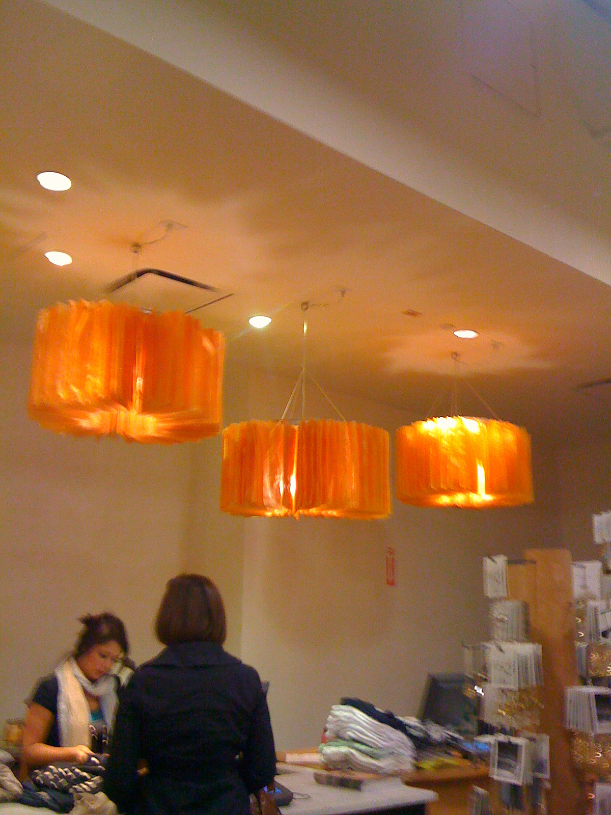 The Wool Acorn Lighting in the Anthropologie store in Burlington