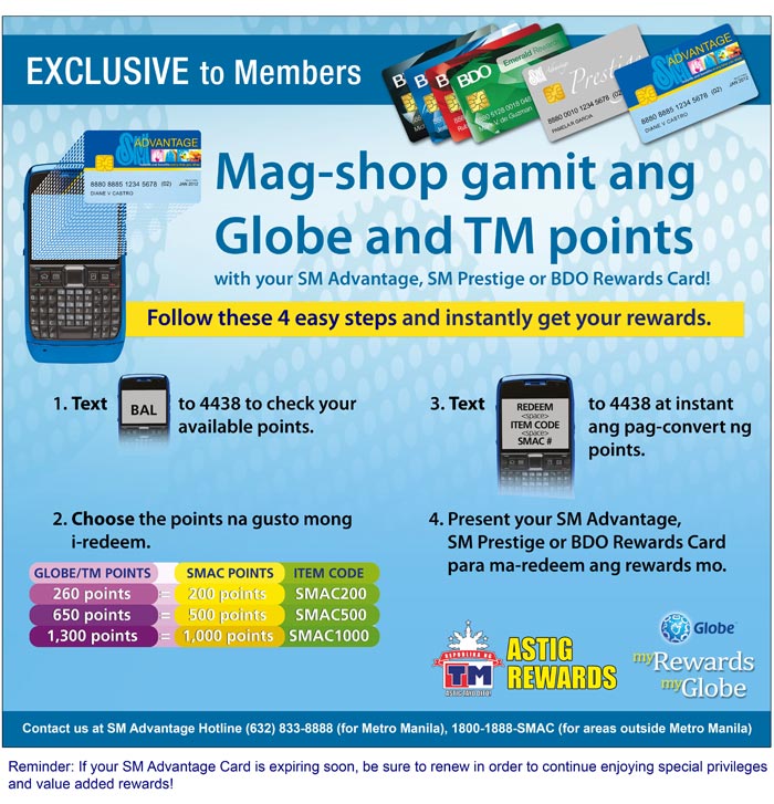 Shop at SM with your Globe and TM Rewards Points Action Shop at SM with your Globe and TM Rewards Points Action