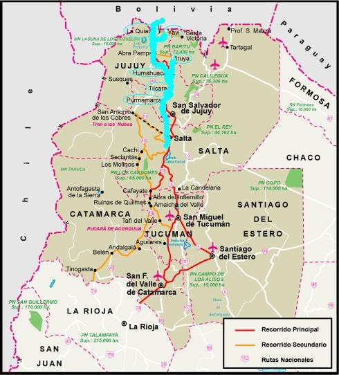 Mapa de la ruta por Jujuy