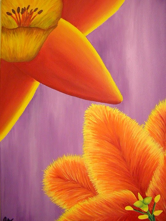 Orange and Yellow Flowers with yellow flowers background. Orange and Yellow Flowers with