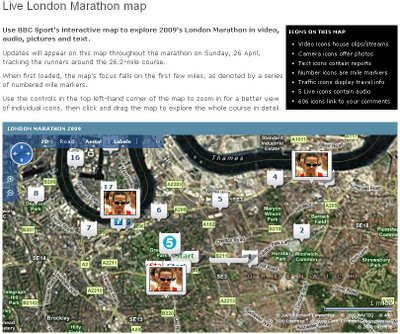 BBC Sport London Marathon Map 2009 - Virtual Earth
