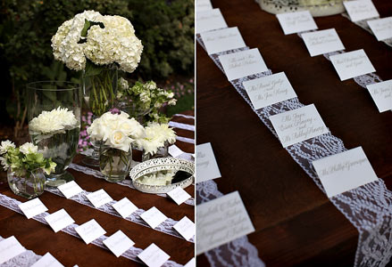 Steal this wedding idea runners of lace on your table cloth would add 