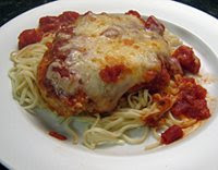 Chicken Parmesan with a side of spaghetti Marinara