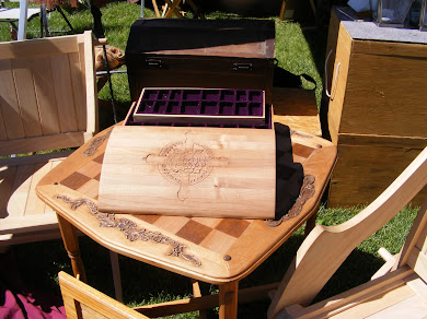 Chessboard, chessman box and chairs