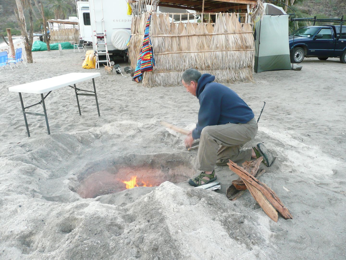On The Road Again Day Pit Roasting Coyote Beach This Is The Sand Pit That Holds Rocks Contains Fire Will Cook Meat On Coyote Beach