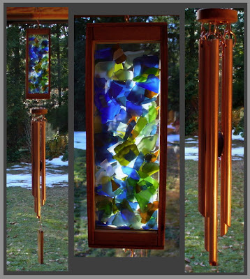 wind chime, copper, stained glass