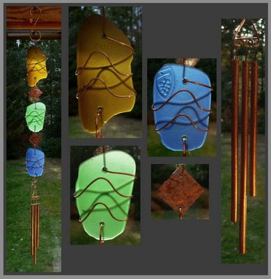 suncatcher, stained glass, cold forged copper, chimes