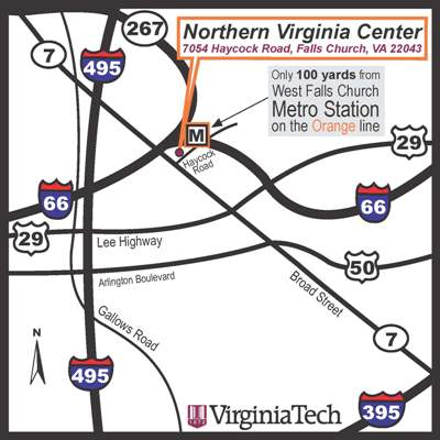 Map of the Northern Virginia Center location in Falls Church, VA.
