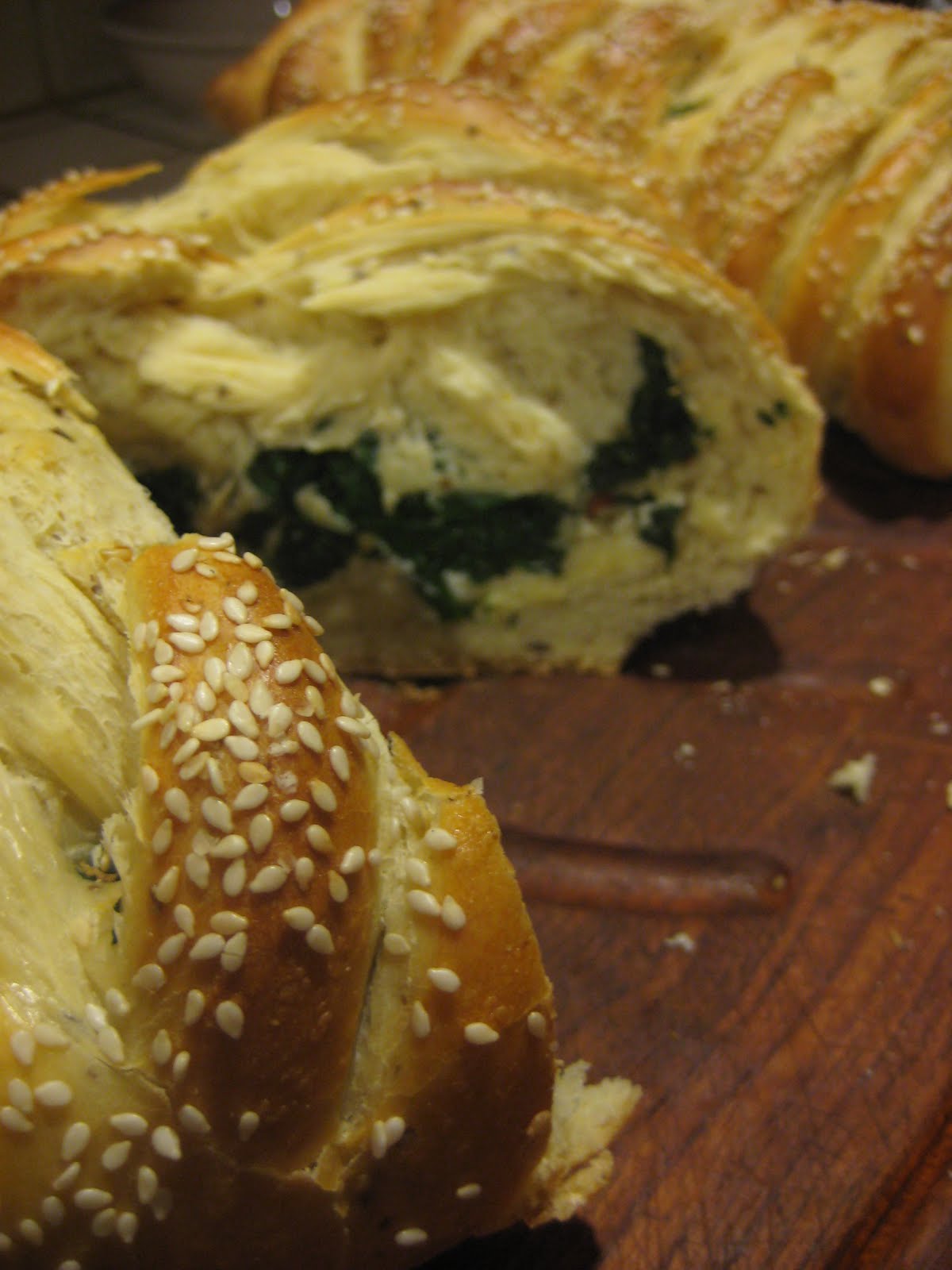 VeggieAdventures Braided Savory Spinach and Feta Bread