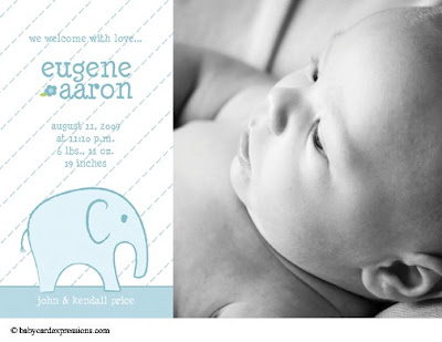 Elephant Photo Baby Birth Announcement