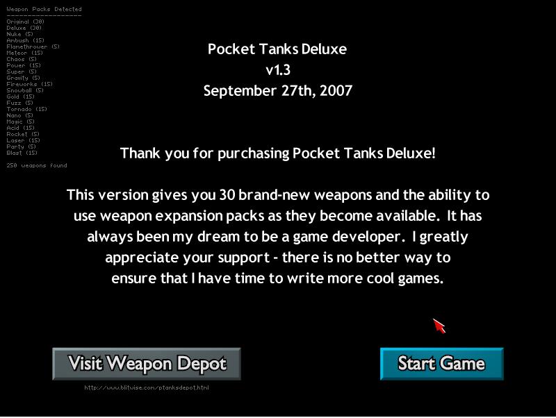 pocket tanks deluxe 1.6 all 295 weapons