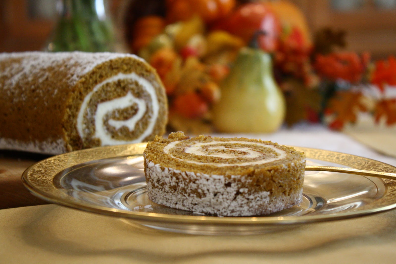 Pumpkin Roll with Cream Cheese Filling Saving Room for Dessert
