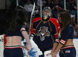 Craig Anderson gives the ice girls some attention