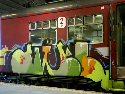 Images of european freight and  train graffiti art