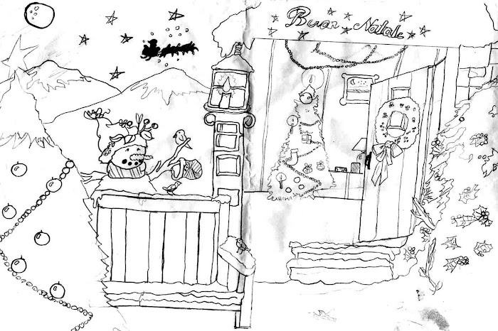 (Stefania Orecchio) disegno a penna raffigurante immagini natalizie