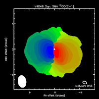 Image radiointerférométrique de l'anneau entourant le système V4046 Sag. Document SMA.