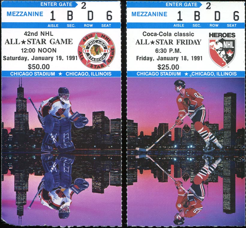 1991 AllStar Game & Heroes of Hockey Tickets Puck Junk 1991 AllStar Game & Heroes of Hockey Tickets Puck Junk