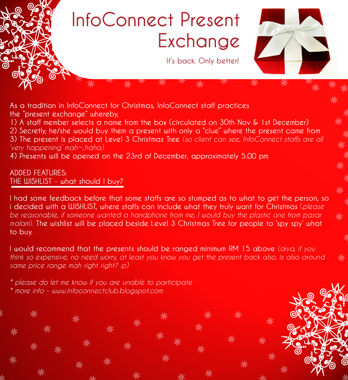 Gifts christmas exchange why InfoConnect Christmas Present Exchange | InfoCare
