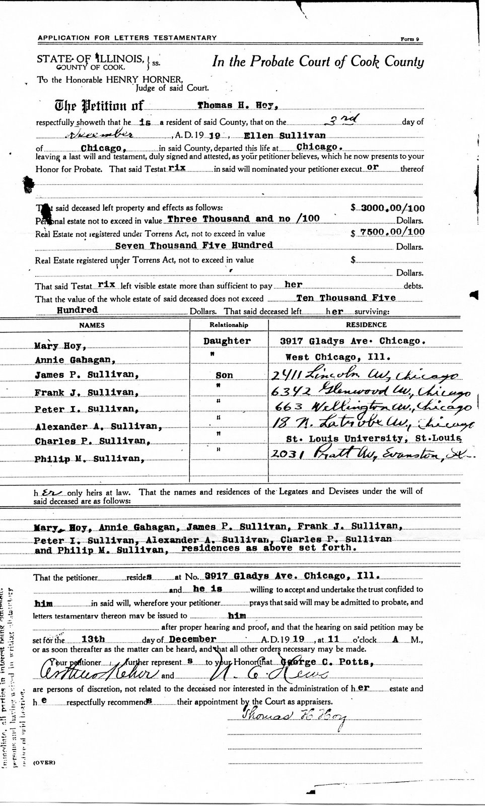 Letters Testamentary was