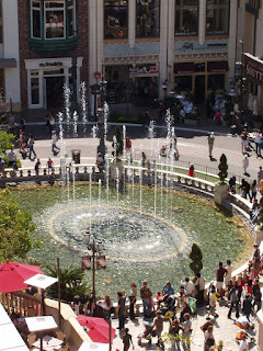 The Grove fountains from above, Los Angeles