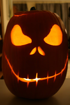 Carved Halloween pumpkin head