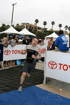 Charlie finishing Malibu Triathlon 2009