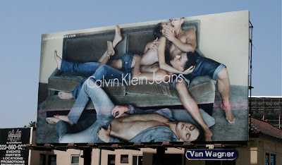 Calvin Klein racy male model billboard