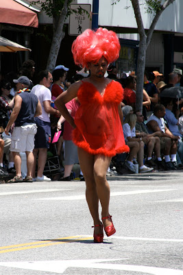 Red dress drag West Hollywood Pride Parade 2010