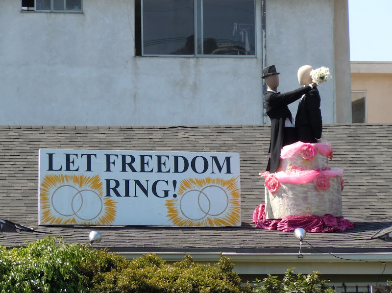 Gay Marriage West Hollywood roof display