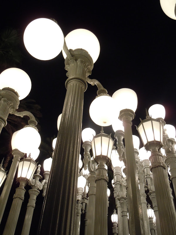 Urban Light lampposts at night