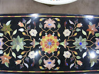 Flower design Dinning Table Top in Black Marble