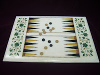 Backgammon board in white marble