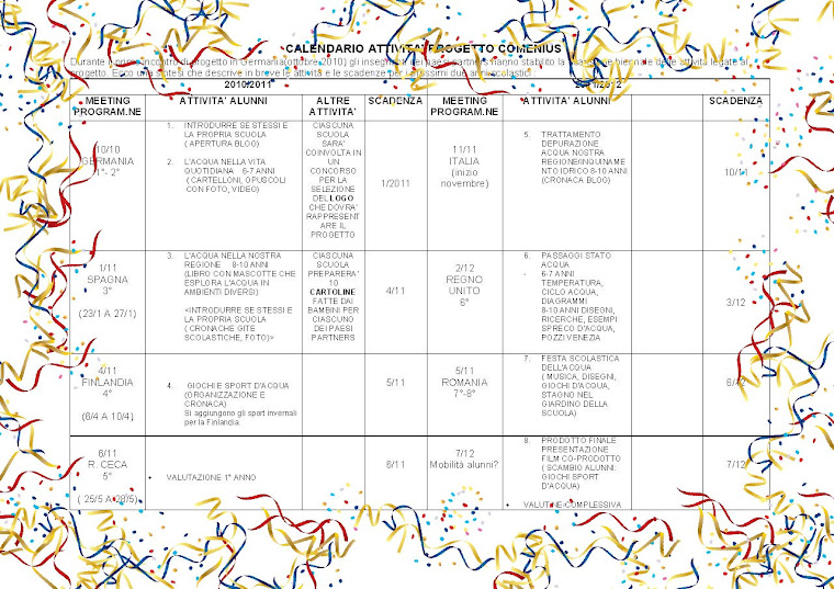 ACTIVITIES' CALENDAR