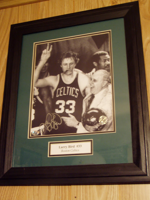 Larry Bird Celtics cigar celebration auto pic