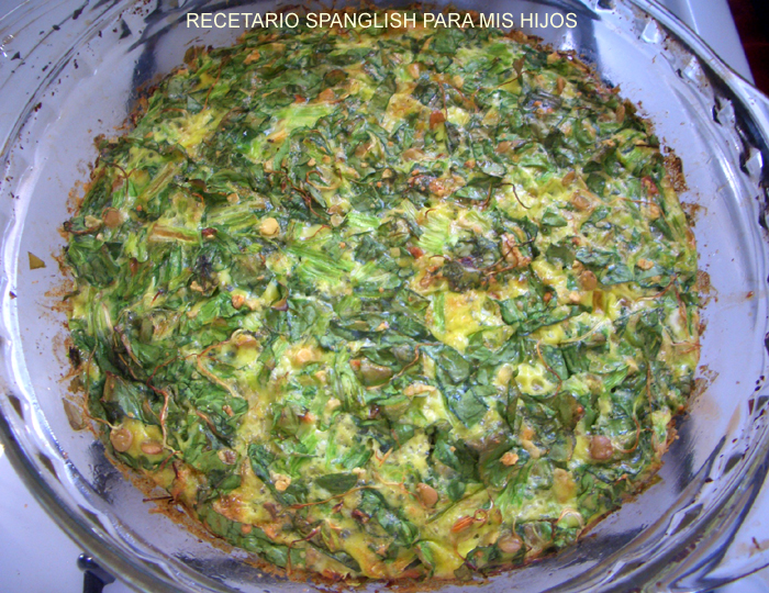 Recetario Spanglish para mis hijos Tortilla de espinacas/spinach