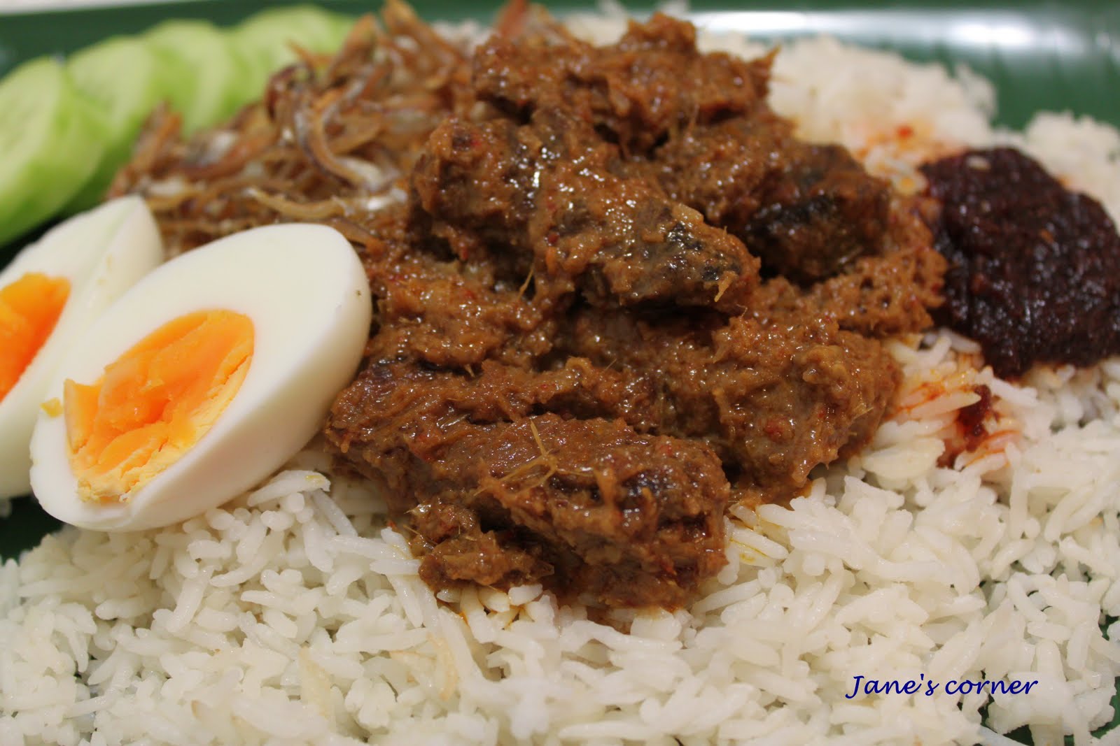 Jane's Corner Nasi Lemak with Beef Rendang