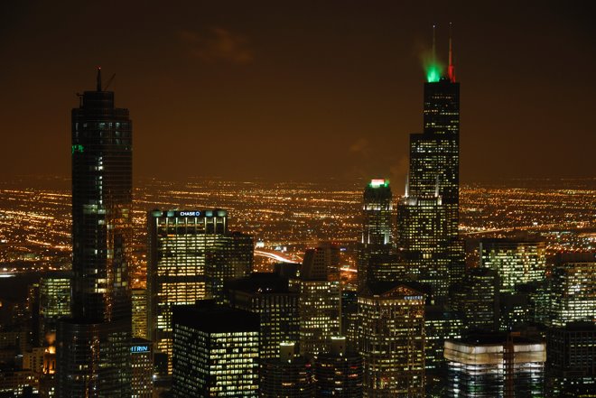 Espectacular vista de la Sears Tower, el edificio más alto de EEUU (antes y después del 11-S)