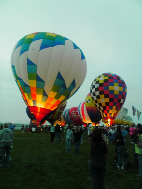 Hot Air Balloon Glow at dusk in Indianapolis.