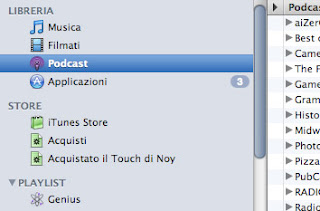 Il pulsante podcast su iTunes.