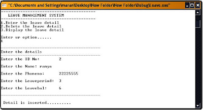 Enter the details using basic Sql insert mode